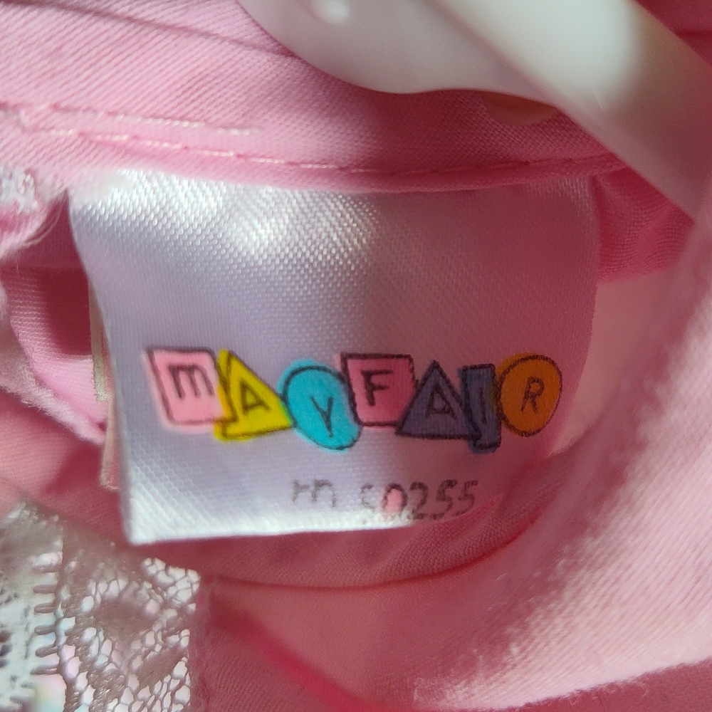 Vintage Mayfair Footed Romper 0-6 Month Kitten Cat Pink Lace Americana Peter Pan - Picture 9 of 15